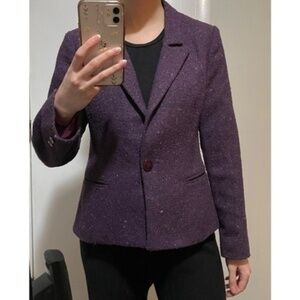 EUC VTG Wool Blend Purple Donegal Tweed Blazer XS fit